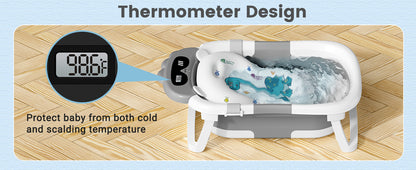 Foldable dinosaur baby bathtub thermometer design detail