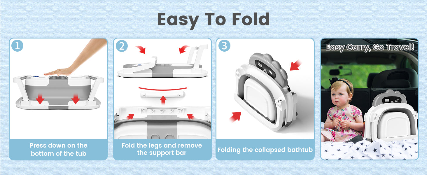 Foldable dinosaur baby bathtub easy fold steps