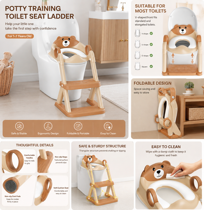 Bear Potty Training Ladder brown detail and lifestyle guide